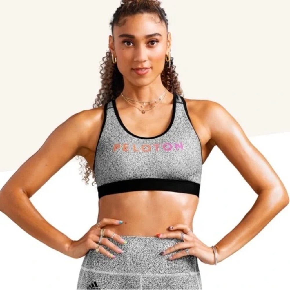 Peloton x Adidas Women's Black and Gray Sports Bra